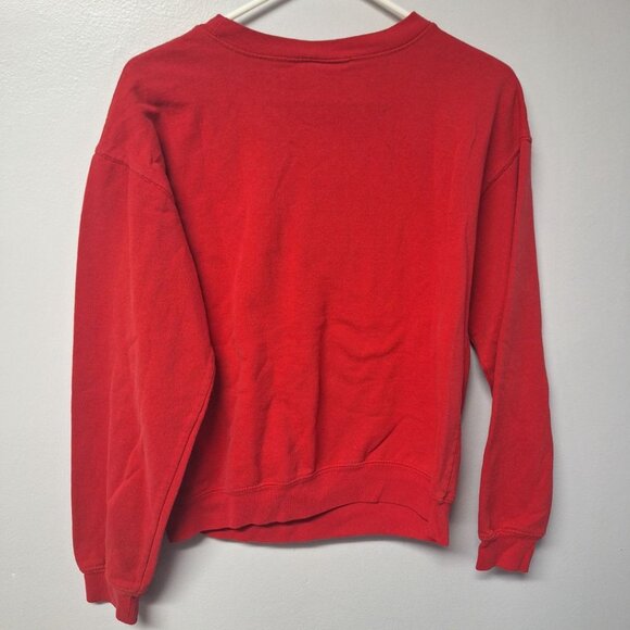 Tom and Jerry Sweatshirt Crewneck Red Womens Junior Small 3 5 Cat Mouse Cartoon - Picture 6 of 9